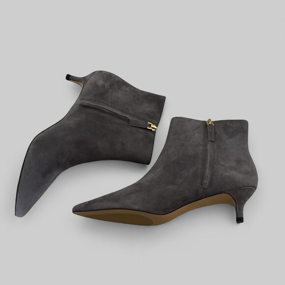 NWOB TALBOTS Gray Suede Ankle Boots Woman's sz 11 Kitten Heel Leather - Picture 4 of 14